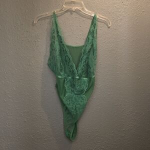 Elegant Green Lace Bodysuit